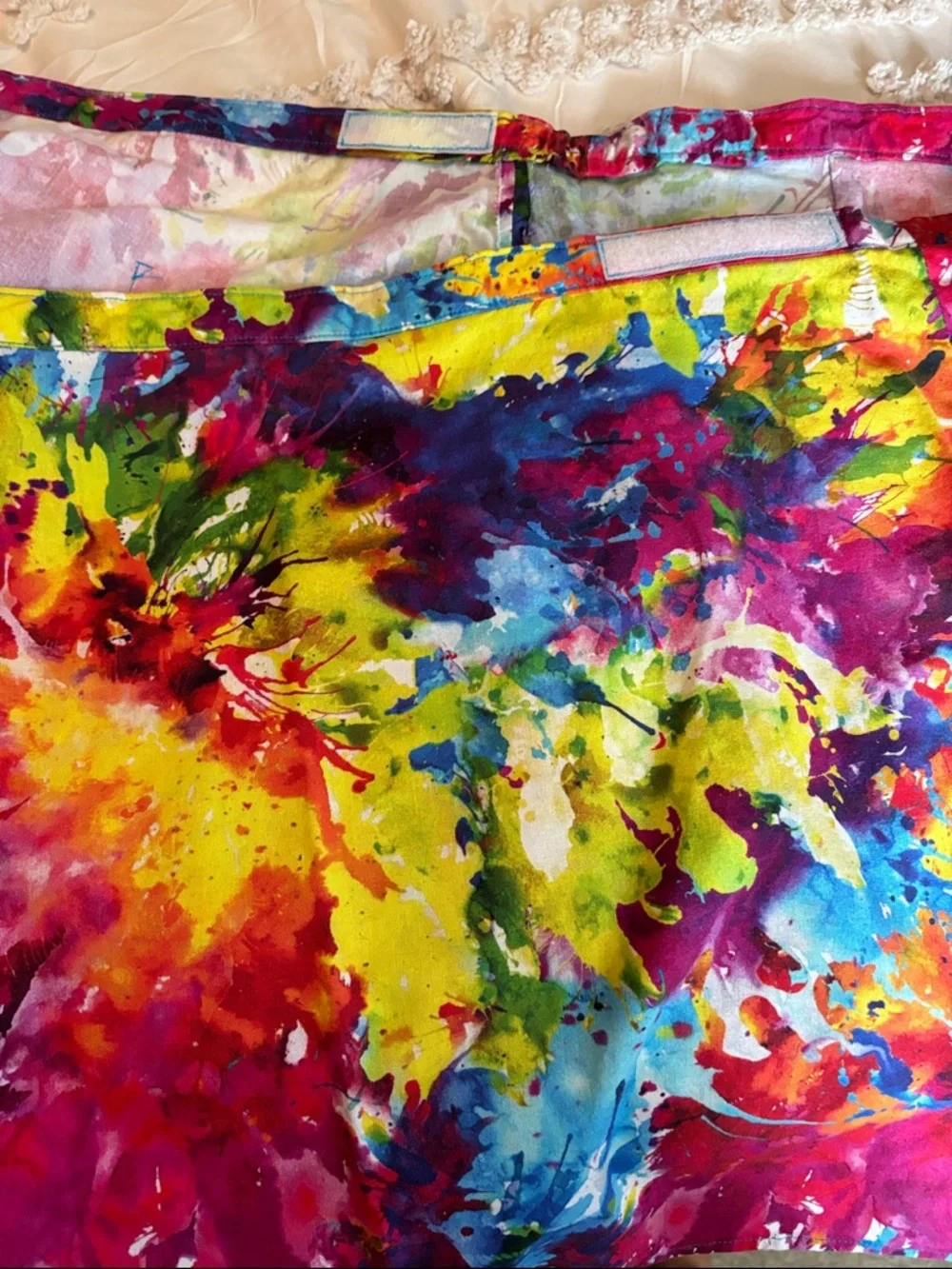 Vibrant Multicolor Paint-Print Mini Wrap Skirt